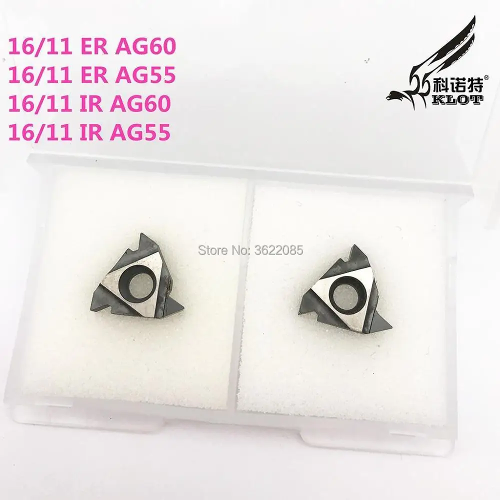 KLOT 2 шт. 16/11 IR AG60/AG55/ISO 1 0 5 PCD алмазный наконечник внутренняя резьба токарный станок