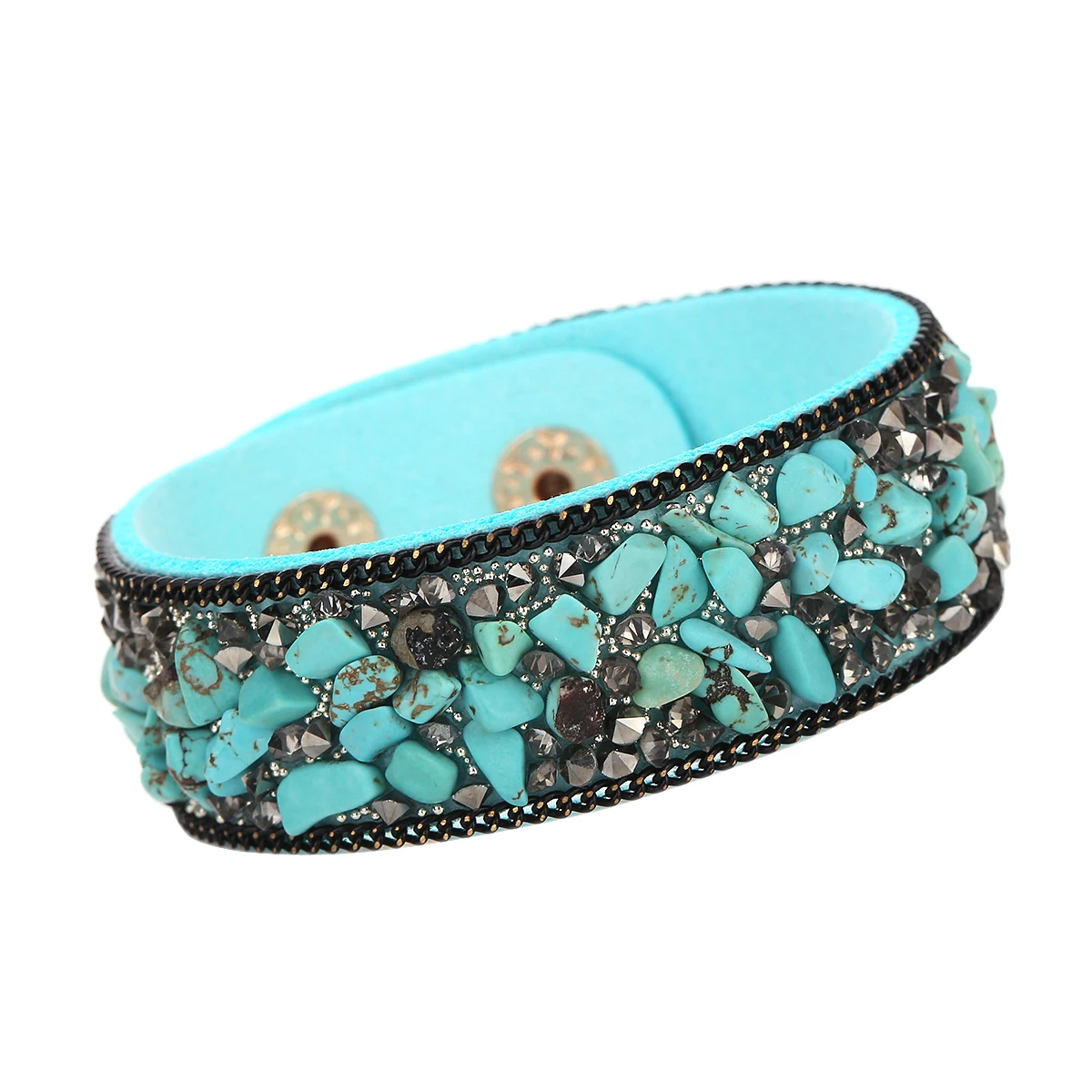 g Pulseras mujer moda Модный женский кожаный браслет с камнями Браслеты Женские ювелирные аксессуары дешевая цена - Окраска металла: g