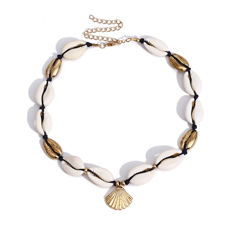 

Jewelry Bohemia Shell Sea Shell Summer Necklace Gold Silver Color Trendy Adjustable Women Hawaiian Choker Fashion Beach