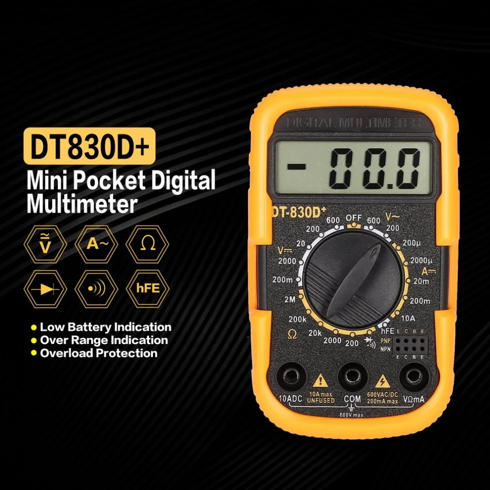 DT830D + мини карманный цифровой мультиметр 1999 отсчетов переменный/постоянный ток