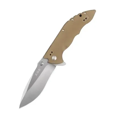 Brown Sanrenmu 9054 нержавеющая сталь карманный зажим для ремня складной нож G10 ручка инструменты без замка для путешествий кемпинга и охоты - Цвет: Brown