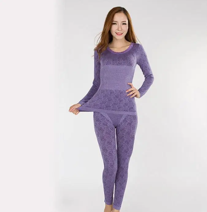 OMH кальсоны женщин набор термобелье Кружева низкий воротник бесшовные тонкий slim