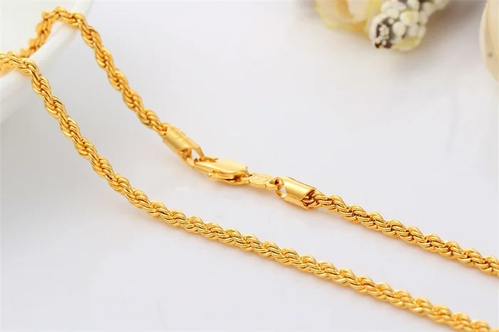 Женское Ожерелье с тонким плетением золотистого и золотого цвета 45 см 18