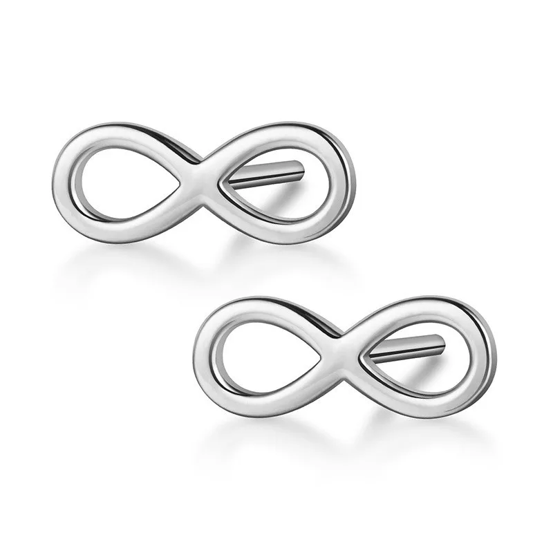 Серьги гвоздики из 100% стерлингового серебра 925 пробы с надписью Infinity Love Модные