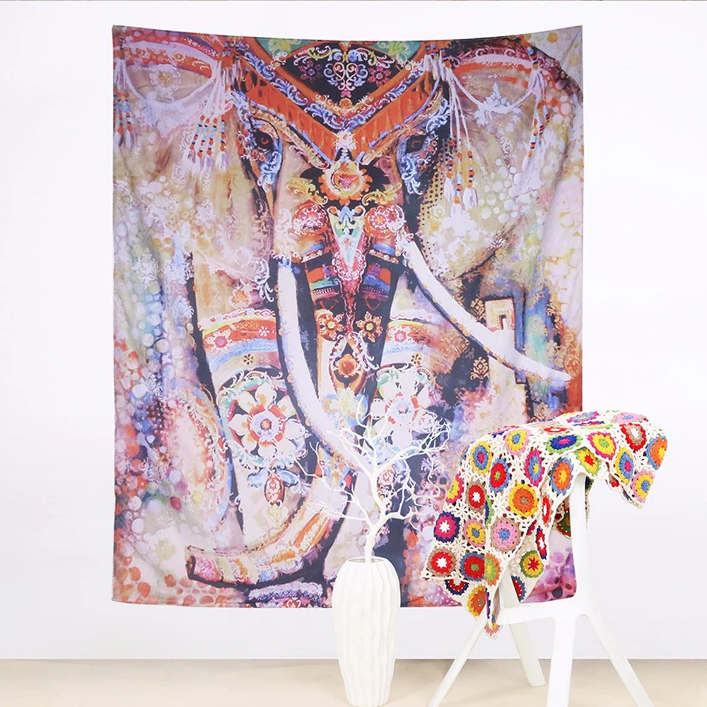 BeddingOutlet Bohemia Colored Elepahant Tapestry Style Boho Wall Hanging 130x150cm 153x203cm Art Carpet | Дом и сад