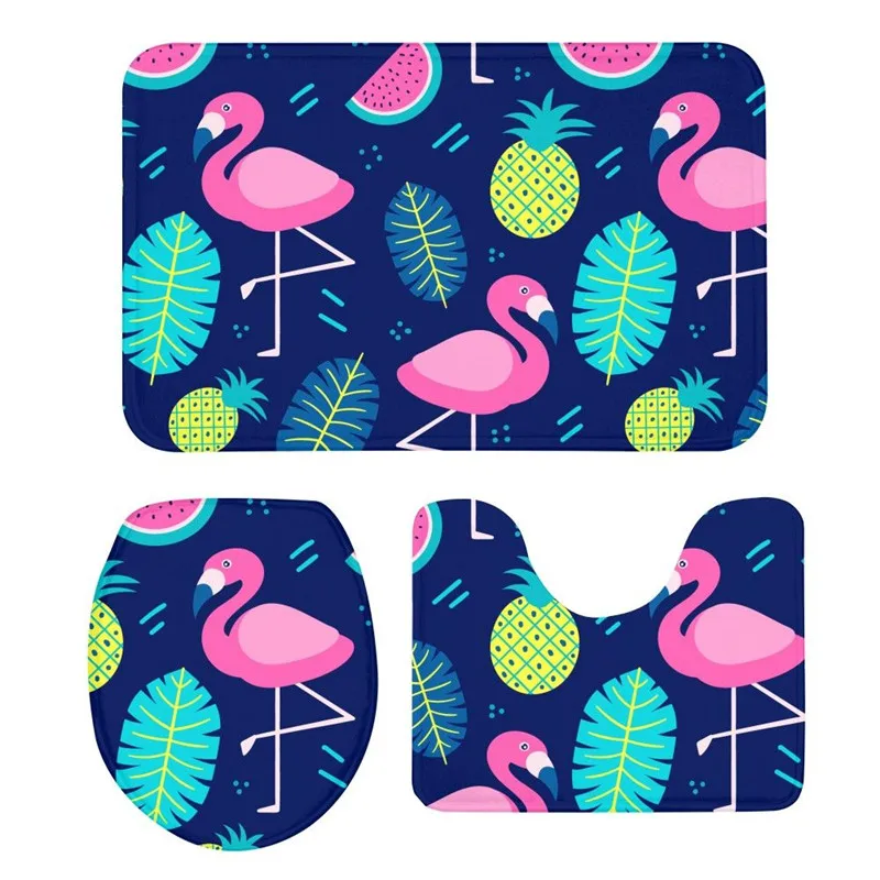 3 шт. коврик для унитаза костюм животное Фламинго 3D печать двери коврики анти