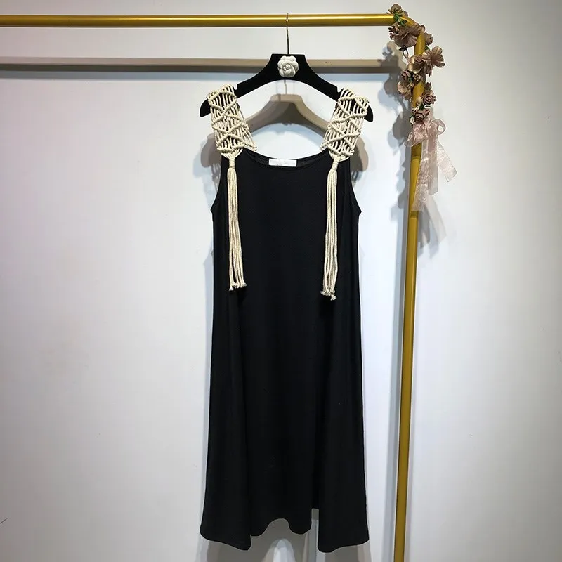 2019 летнее модное уличная богемное Стильное трикотажное платье на бретелях