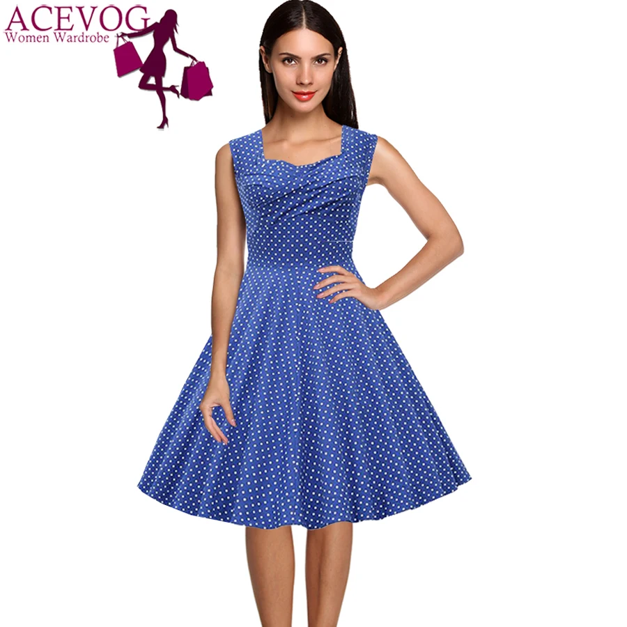 ACEVOG Брендовое женское летнее Повседневное платье 1950s рокабилли винтажное