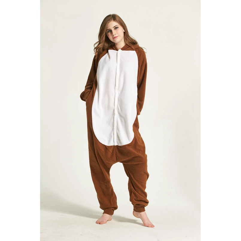 Коричневая обезяна Пижама для животных Onesie Толстовка взрослых женщин и мужчин