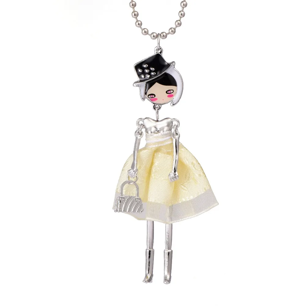 Кукольное ожерелье платье ручной работы кулон в виде париской куклы трендовые