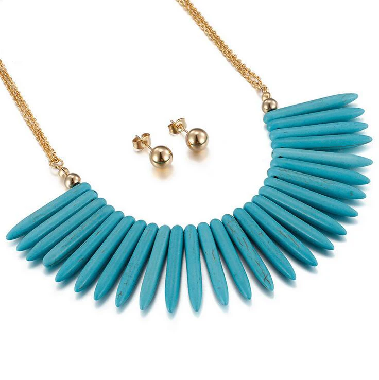 Ленточки синий камень золото шарик Титан Нержавеющая сталь Цепочки и ожерелья