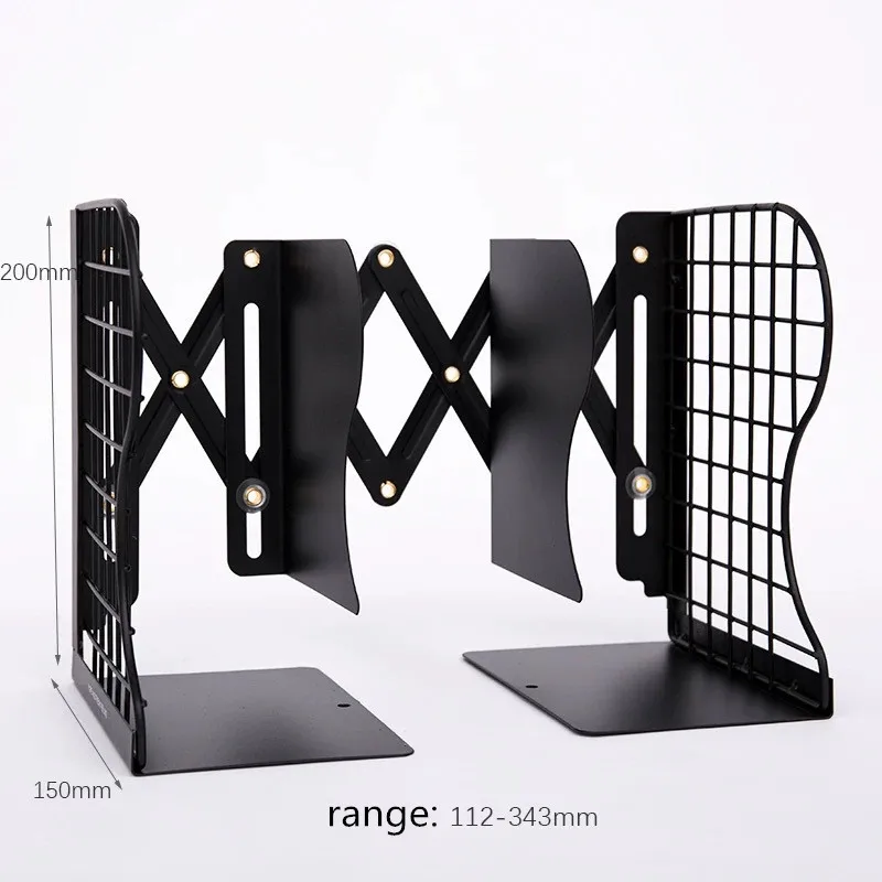grid black Креативная металлическая Регулируемая подставка для книг, настольный органайзер для журналов, Настольная домашняя книжная полка, подставка для книг, декоративные канцелярские принадлежности - Цвет: grid black