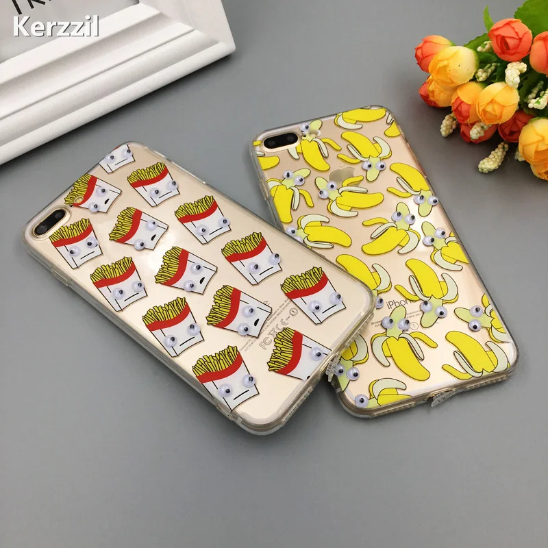 Для iphone7 7 plus 3D милый мультфильм двигаться ГЛАЗ большой рот пончик кактус попкорн