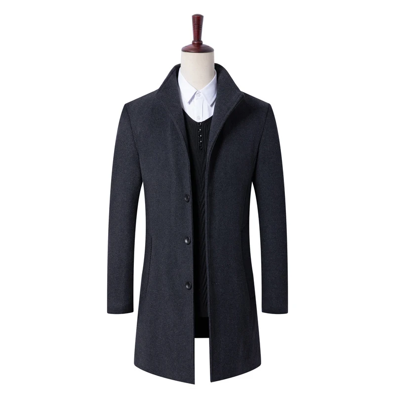 Schinteon M-4XL мужская куртка из шерсти, умный Повседневный Тренч, приталенная верхняя одежда, теплые мужские вечерние пальто, 5 цветов - Цвет: Grey