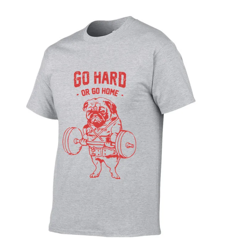 100% хлопок go home or hard мопса печатных мужчин crewneck Футболка с коротким рукавом
