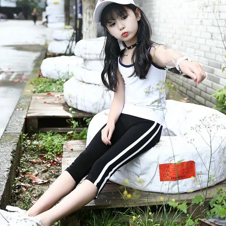 Детские леггинсы для девочек детская одежда хлопковые брюки в полоску с боковыми