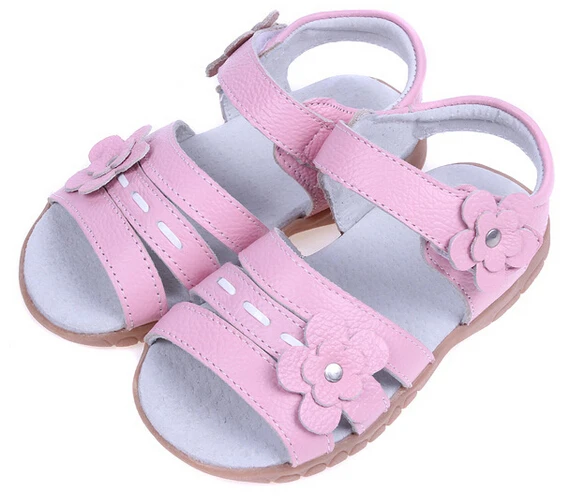 Сандалии для девочек из натуральной кожи цвет белый розовый красный летние туфли