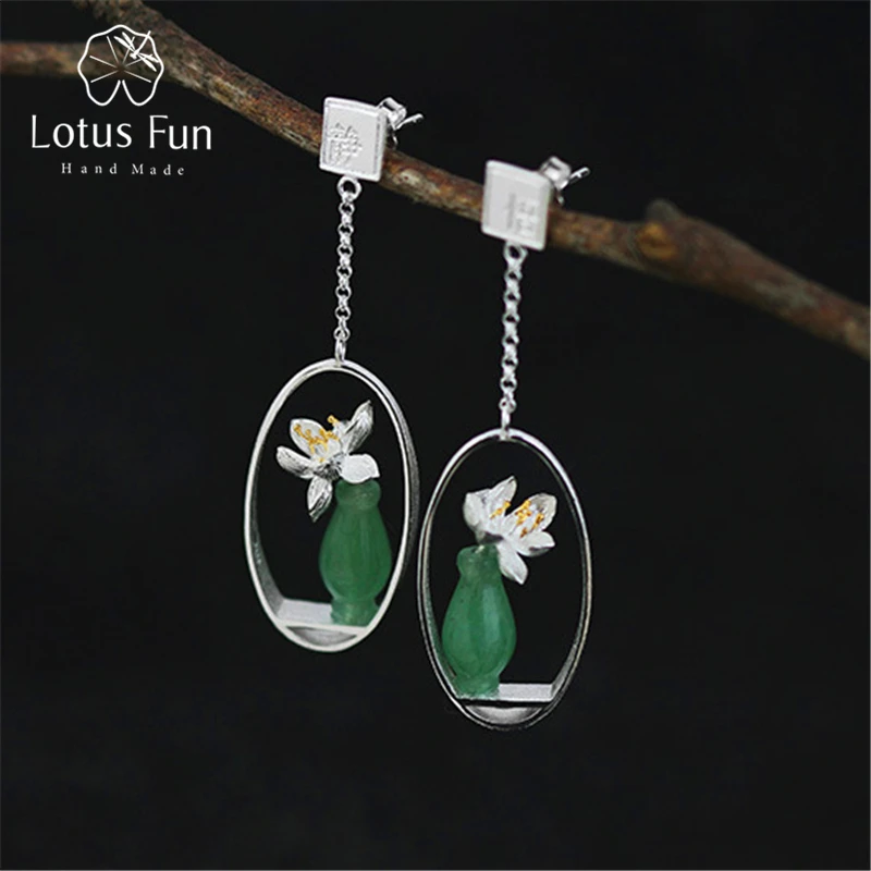 Lotus Fun реальные 925 серебро Натуральный камень творческий ручной Ювелирные