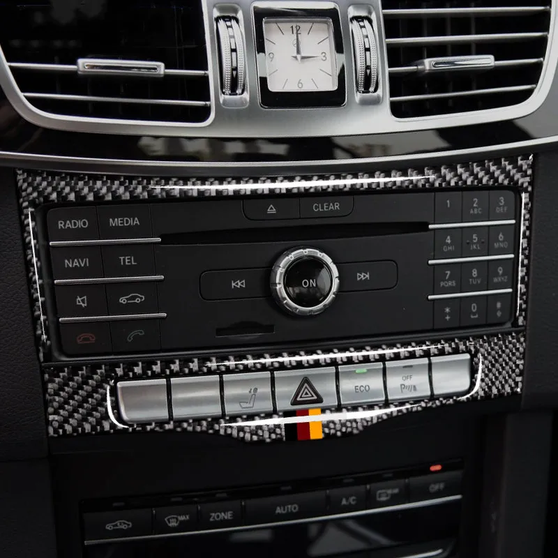 Car Center Console Air Conditioning CD Panel Decoration Sticker Trim For Mercedes Benz E Class W212 2014 15 Carbon Fiber Decals|Лепнина для