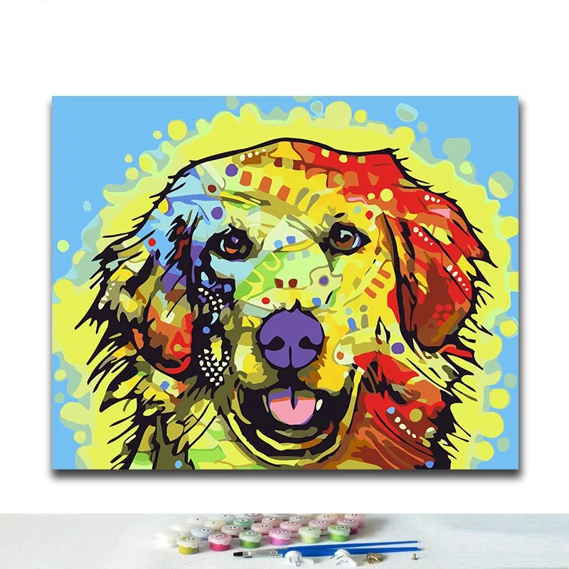 

DIY Coloring paint by numbers Colorful animals paintings by numbers with kits 40x50 framed