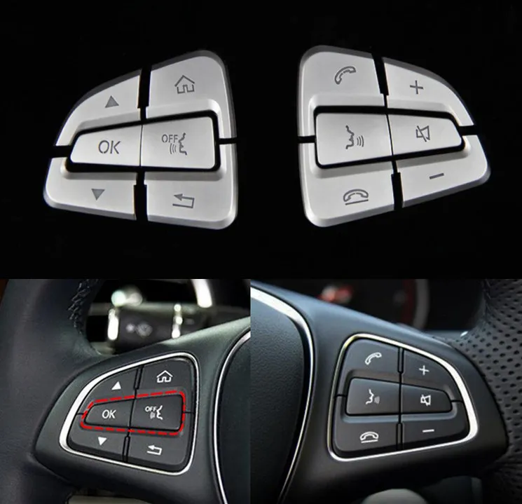 

12pcs ABS For Mercedes Benz GLC X253 2015 2016 & C Class W205 2014 2015 Car Steering Wheel Button Switch Trim Cover Sticker
