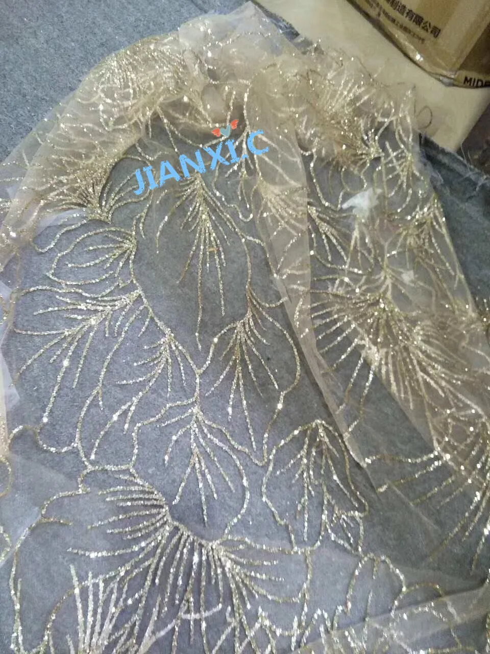 JIANXI.C 92048 африканская кружевная ткань с приклеенными блестками Лидер продаж