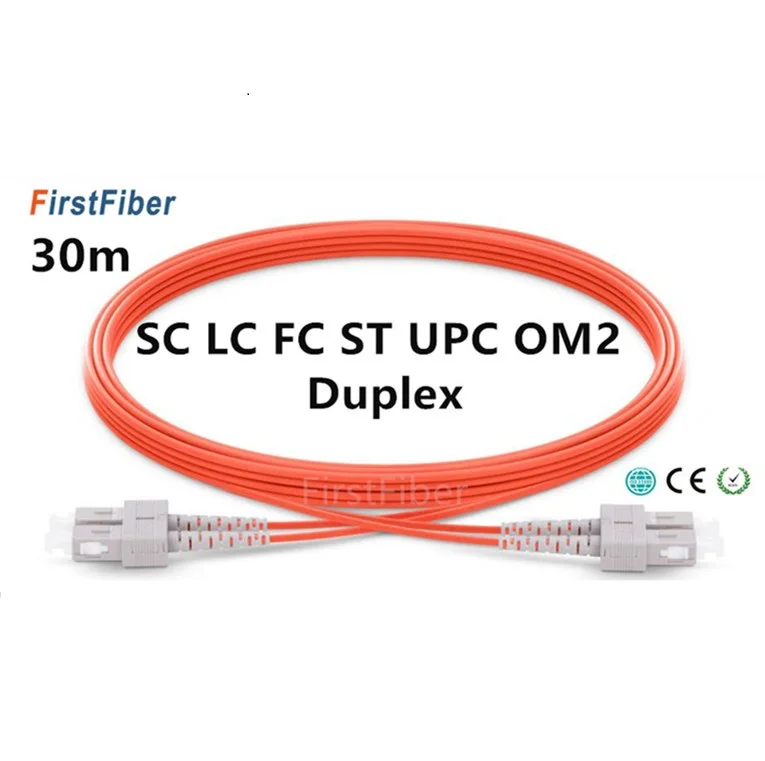 Соединительный кабель 30 м LC SC ST FC UPC OM2 волоконный соединительный 2-жильный