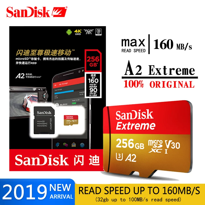 SanDisk Extreme Micro U3 A1 128 Гб класс 10 SD карта 100 МБ/с./с 16 64 ГБ 32 памяти SDXC SDHC microsd Flash TF