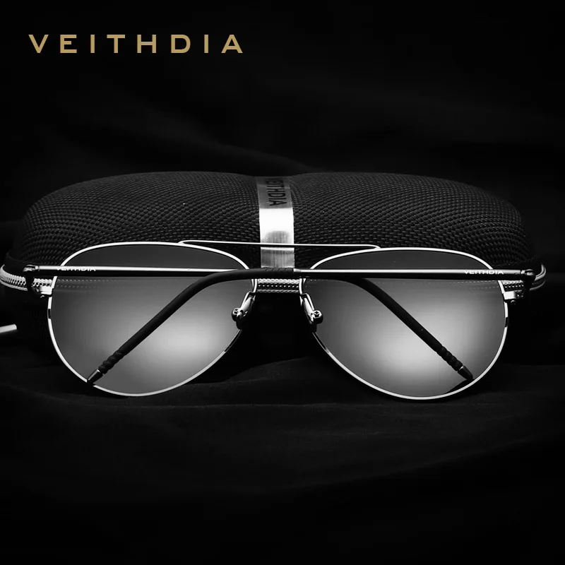 Солнцезащитные очки VEITHDIA из алюминиево магниевого сплава с синими