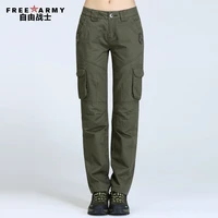 freearmy brand womens pants joggers multi pockets army green casual pants female military sweatpants khaki leggings trousers