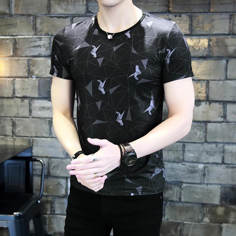 Футболка мужская с принтом круглым вырезом и коротким рукавом | Мужская одежда