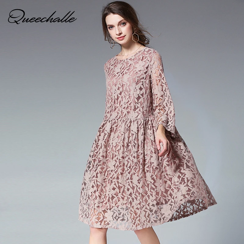 Женское кружевное платье трапеция с рукавами колоколами и колоколами|dress for|dress for
