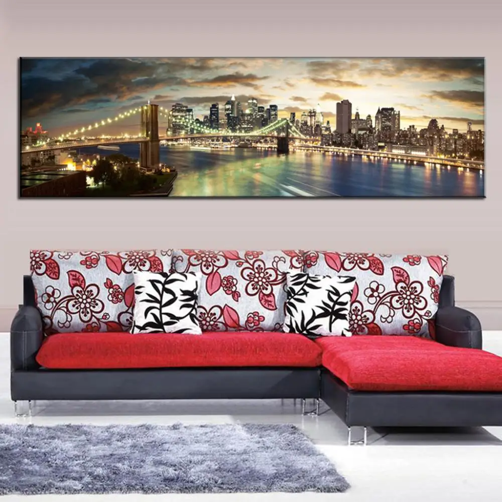 Super Large 1 PCS Wall Picture Single Living Room Decorative Canvas Painting The Brooklyn Bridge | Дом и сад
