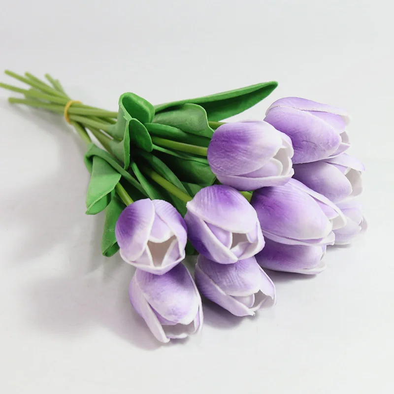 light purple 5 шт./лот красота полиуретан на ощупь как настоящий поддельные цветы тюльпаны Искусственные цветы букет Свадебный букет декоративные цветы для свадьбы - Цвет: light purple