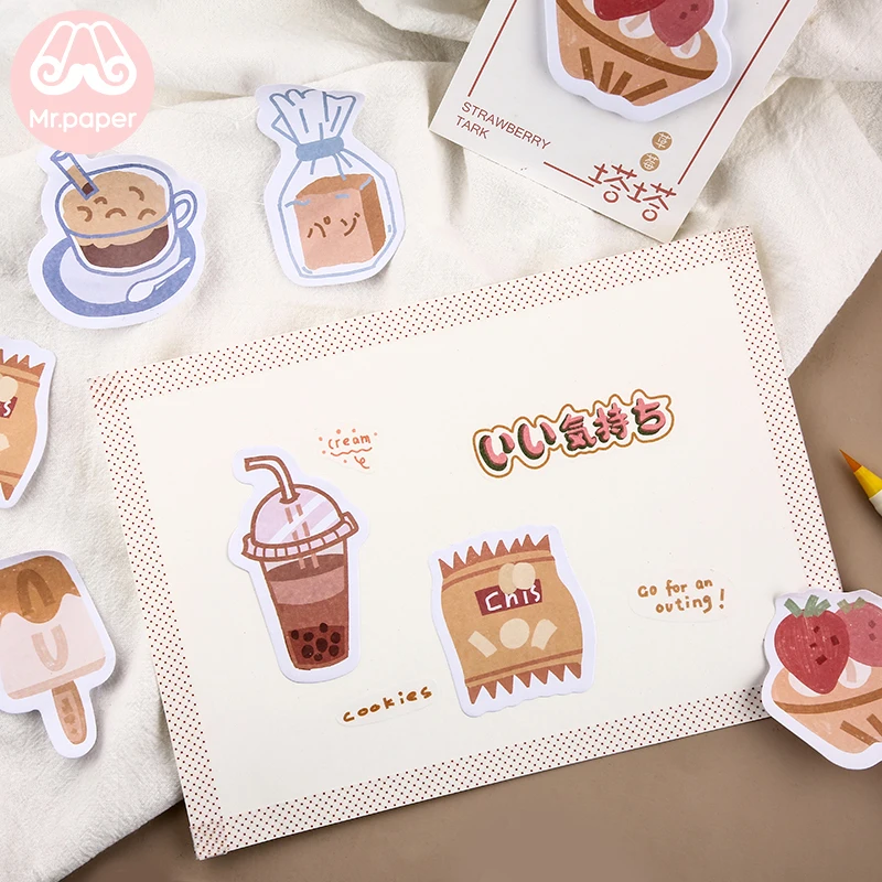 Mr paper, 30 шт./лот, 8 видов конструкций, Kawaii, мороженое, закуска, блокнот для заметок, блокнот, дневник, креативный, самоклеющийся блокнот, блокнот для заметок