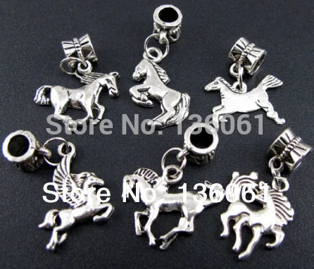 6 узоров смешанные 50 шт винтажные серебряные животные лошади подвески сплав для
