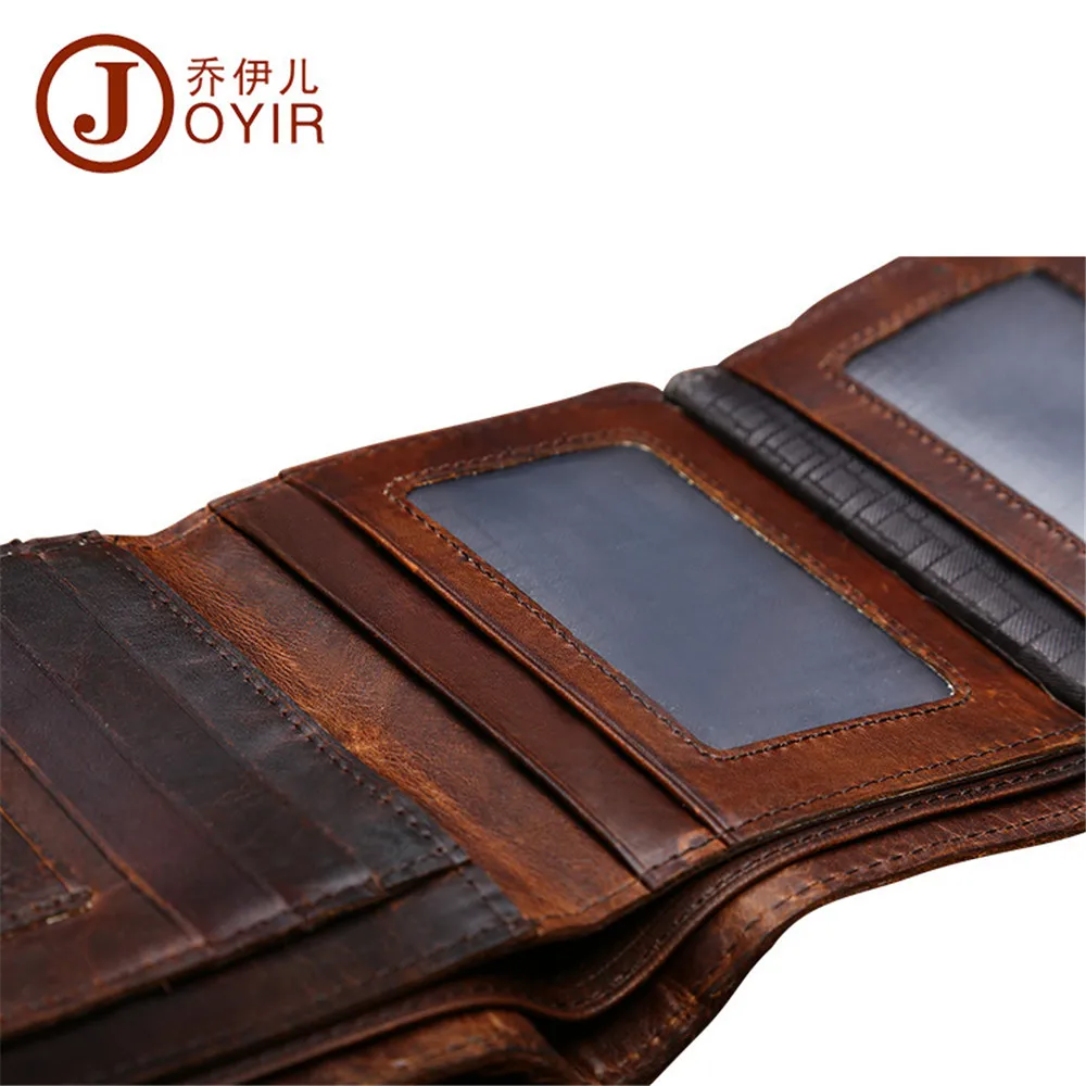 

Crazy horse leather men wallet Vintage genuine leather wallet for men cowboy top leather thin Luxury Vintage Male Purse Coin Bag