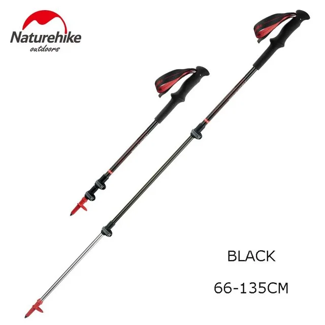 Black Naturehike высокая прочность Сверхлегкий складной трекинговые палки путешествия Туризм телескопическая трость - Цвет: Black