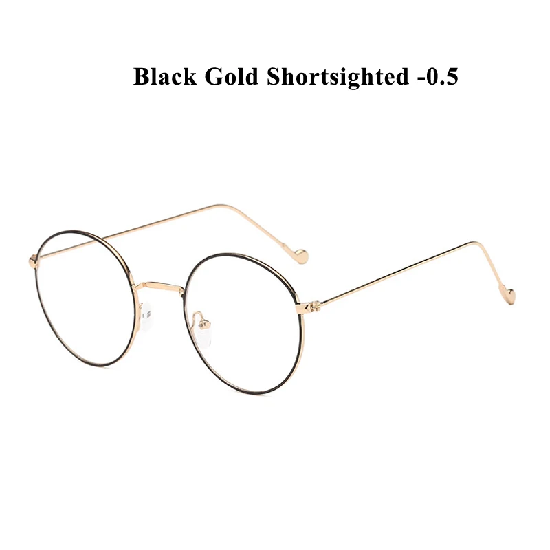 B gold myopia 0.5 Zilead, металлические круглые очки для близорукости, для женщин и мужчин, сверхлегкие, по рецепту, близорукие очки, очки унисекс - Цвет оправы: B gold myopia 0.5