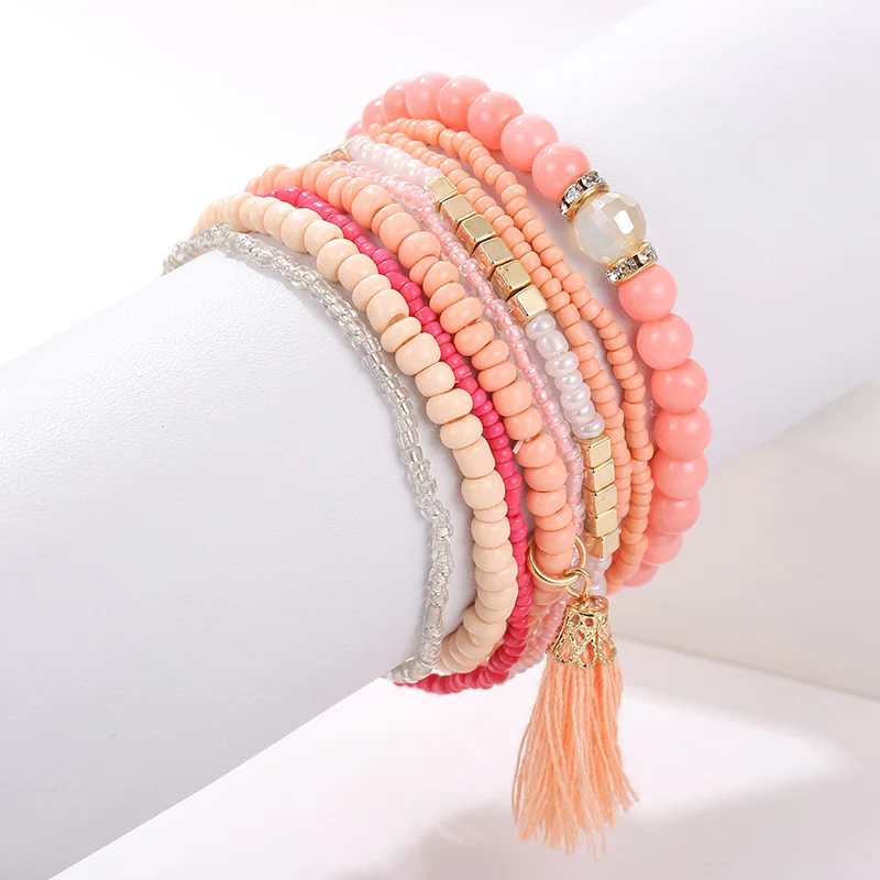 9 шт./компл. многоцветные хрустальные браслеты для женщин богемский Золотой