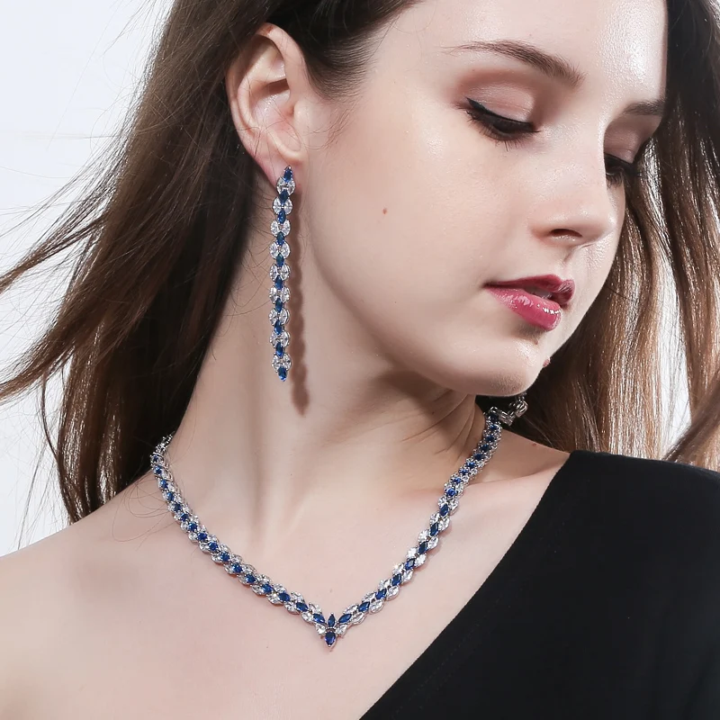 

Pera Luxury Green Zircon Stone Bridal Wedding Necklace Earrings And Bracelet Sets For Brides Prom Party Costume Accessories J213