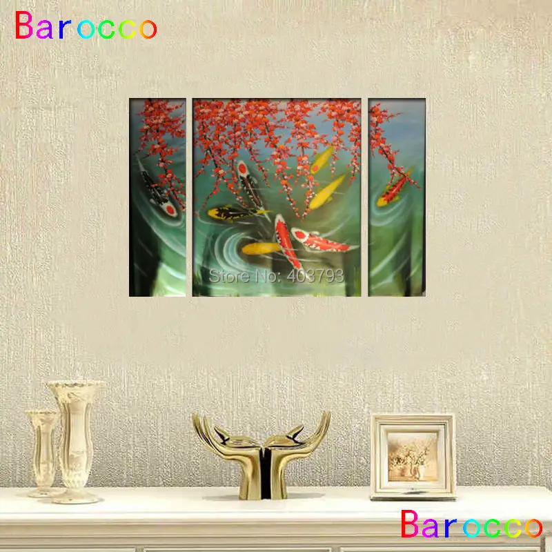 HUGE Canvas Wall Art Contemporary Abstract Oil Painting Koi Fish no frame | Дом и сад