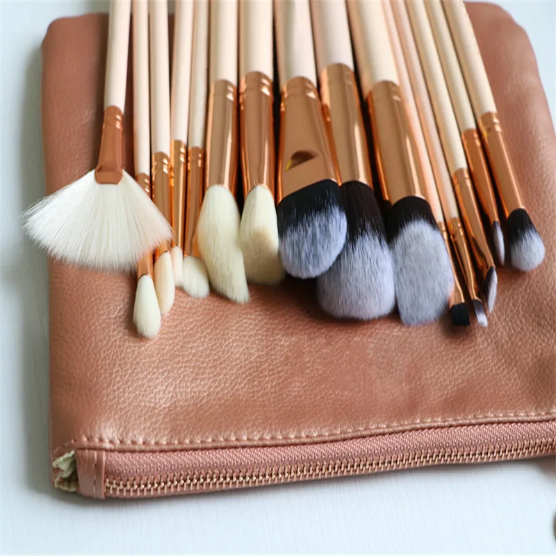 15pcs Pink natural goat hair Makeup Brushes Set Powder Eyeliner Foundation Eyeshadow Make Up | Красота и здоровье