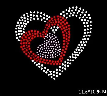 

2pc/lot Heart patches appliques iron on crystal transfers design iron on rhinestone motifs rhinestones fix for bag shoes cap
