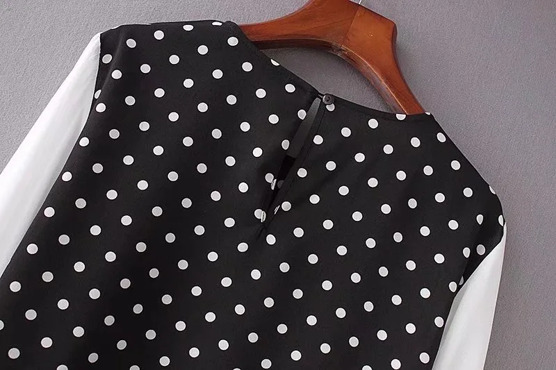 Женское мини-платье VOGUEIN Модное шифоновое платье в горошек с длинным рукавом и