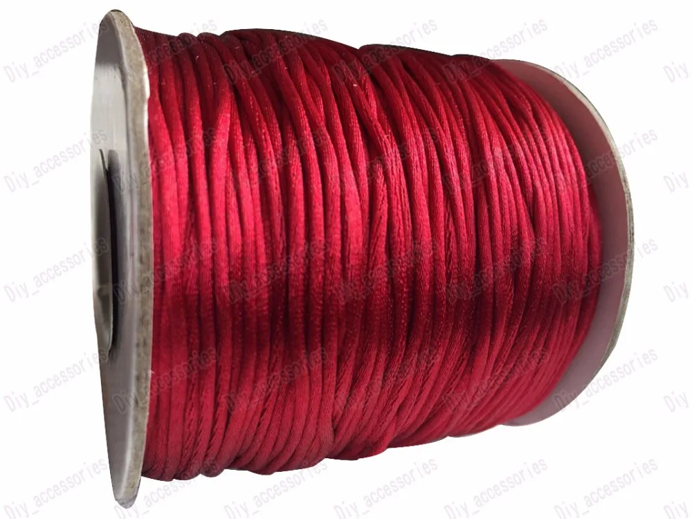 

1.5mm Wine Red Rattail Nylon Cord Chinese Knot Beading Thread+Macrame Rope Bracelet String Cord Accessories 80m/roll