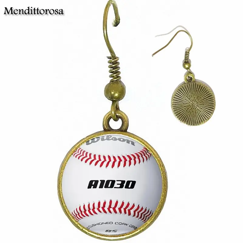 Винтажные Ювелирные изделия с покрытием Softball стеклянный кабошон