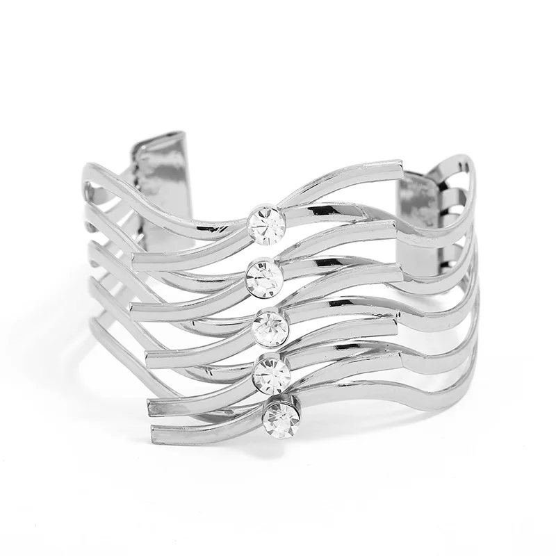 LZHLQ Fashion Metal Bracelets Trendy Women Maxi Punk Geometric Bracelet Opening Adjustable Smooth Wide Cuff Bangles | Украшения и