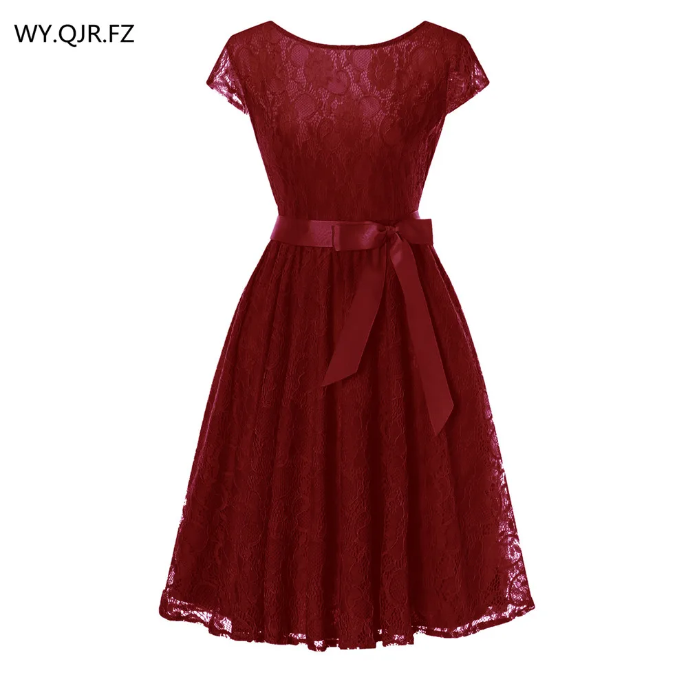 OML515J # красное кружевное бальное платье с короткими рукавами платья подружки