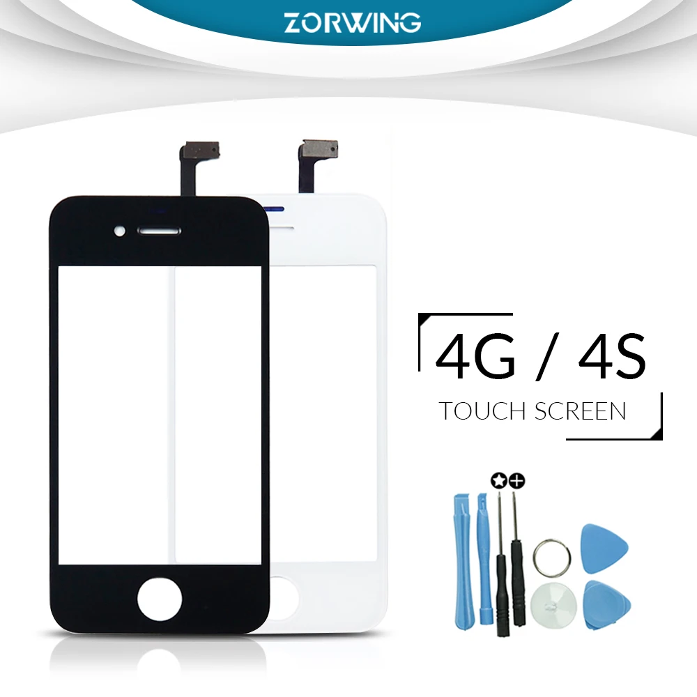 Переднее стекло лучшего качества для iPhone 4 4S, сенсорный экран, дигитайзер, панель, Замена объектива, внешнее стекло для iPhone 4 4S, с инструментами